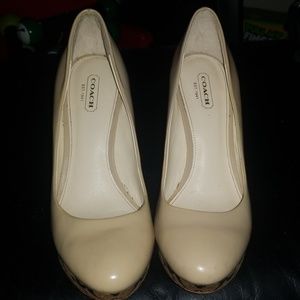 Coach nude patent leather heels